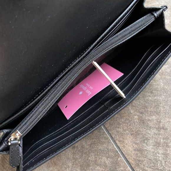 Kate Spade Marti Large Slim Flap Wallet Black - Picture 9 of 16